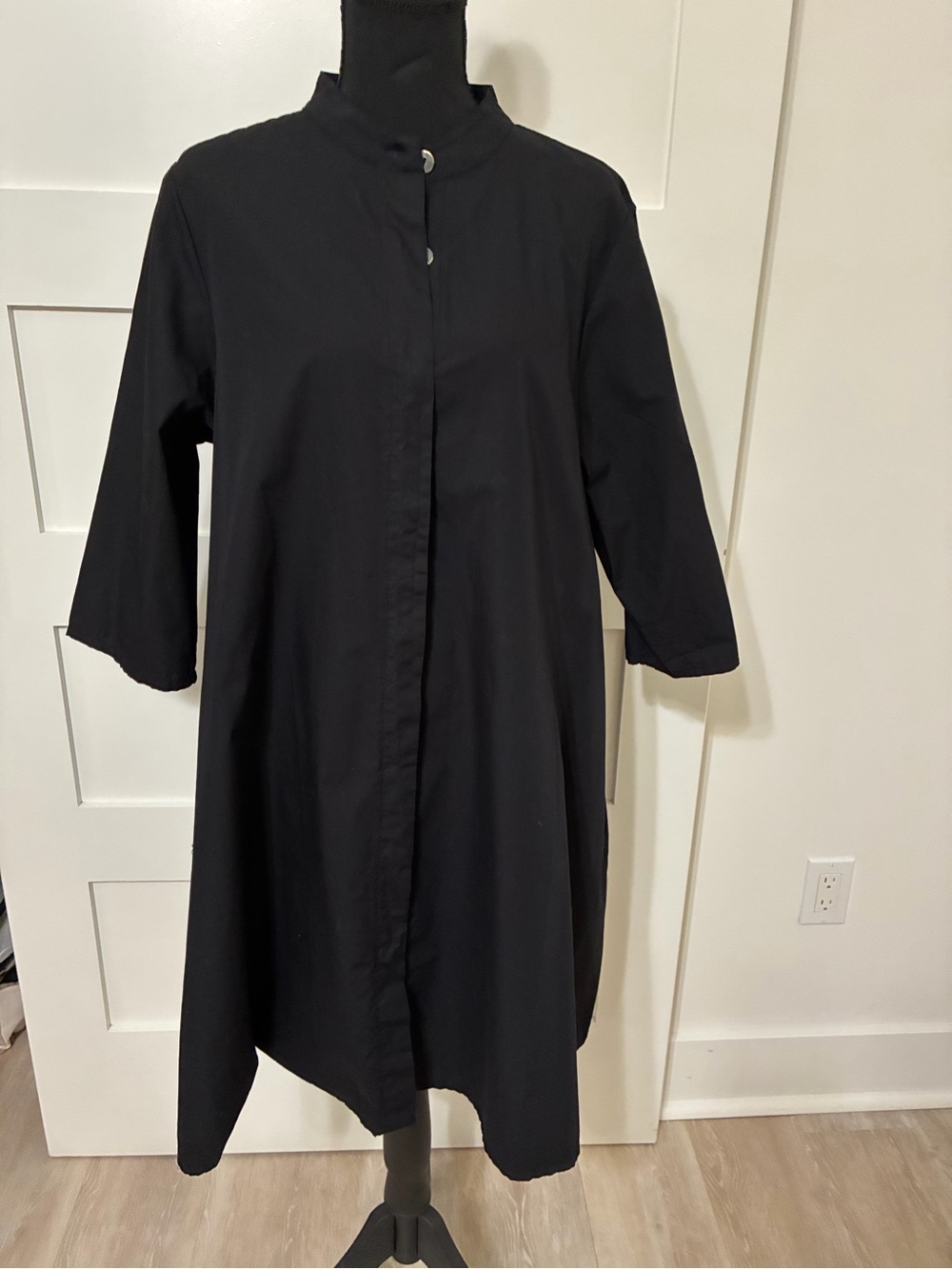 Bryn Walker Black Organic Cotton Button Front Dress Size Small